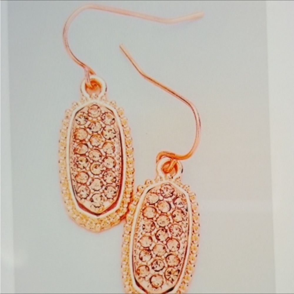 💍Rose Gold Rhinestone Oval Drop Earrings